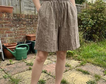 Cotton Ramie Summer Shorts: Elastic Waist Boho Yoga Everyday Shorts