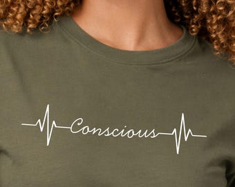 Organic Cotton T-Shirt Conscious ECG Heart — Eco Friendly Vegan Unisex Tee
