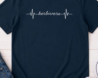 Vegan Shirt Herbivore Heartbeat Organic Cotton Tee Plant Based Unisex Gift
