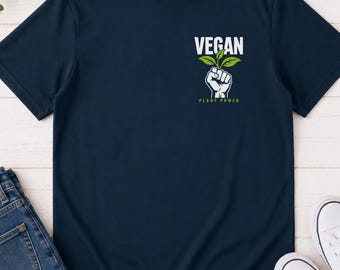 Vegan T-Shirt Organic Cotton | Plant Power Eco Friendly Tee – Minimalist Ethical Gift