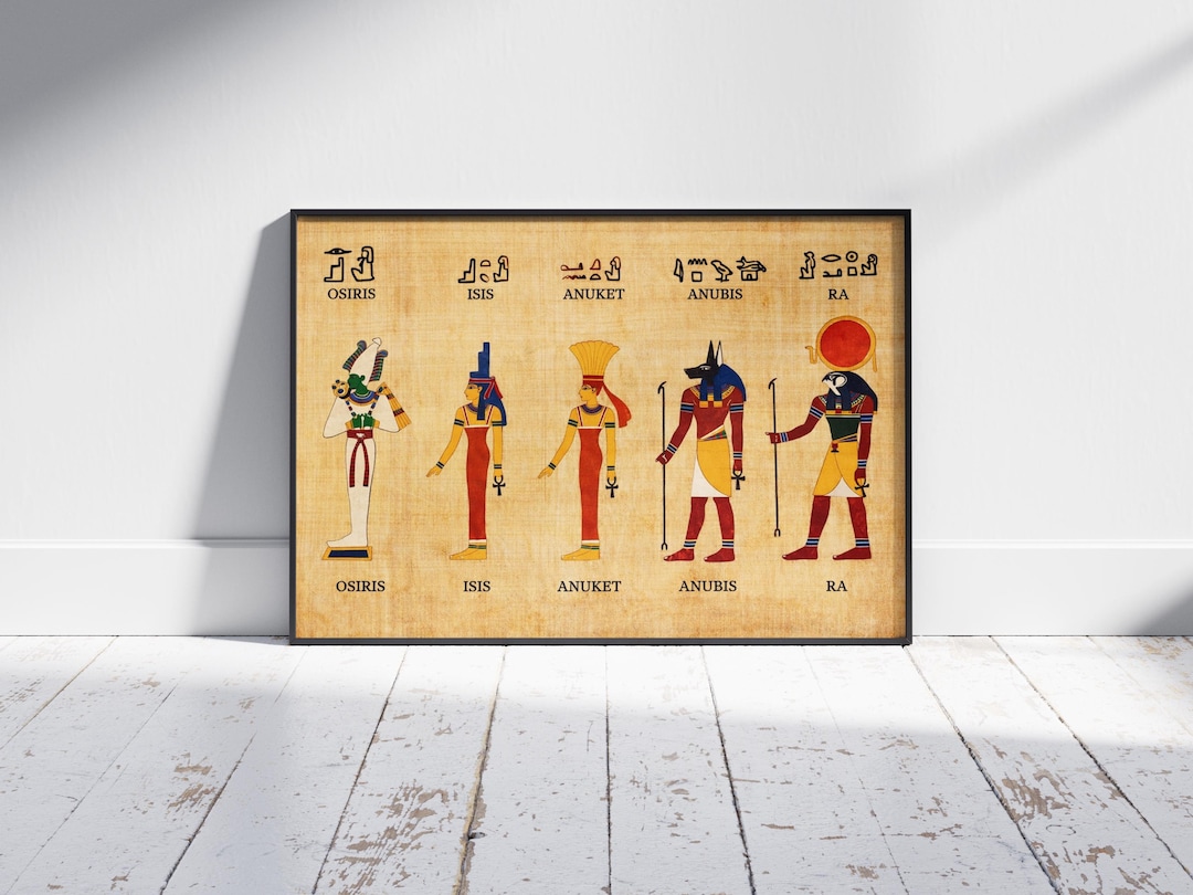 Ancient Egyptian Gods Wall Art, Osiris Isis Anuket Anubis Ra Poster ...