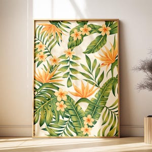 Tropical Floral Pattern Wall Art, Botanical Jungle Leaves Print, Tropical Botanical Poster, Floral Pattern Decor, Botanical Printable Art