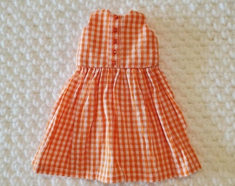 Orange Gingham Dress for Blythe Doll | Handmade Plaid Dress Fits Rainbow High | Custom Doll Dress