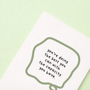 Tarjeta "Estás haciendo lo mejor que puedes": Apoyo para la salud mental, el agotamiento, las enfermedades crónicas, la neurodivergencia, el trauma y la recuperación. Validación.