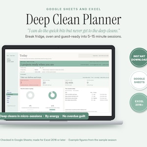 Planungs-Tabelle für die Tiefenreinigung | Excel Google Sheets | Mikrositzungen