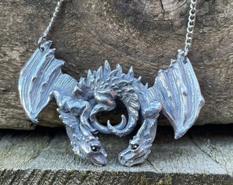 Dragon Embrace Pewter Pendant