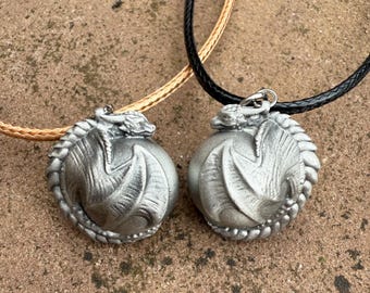 Pewter Dragon Necklace Charm: Fantasy Jewellery