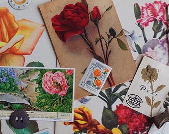 Rust & Roses Junk Journal Kit - Vintage Ephemera, Aged Metal, Hand-Dyed Papers
