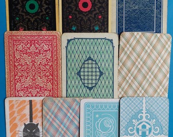10 Vintage Playing Cards from Different Decks, Assorted Designs, Junk Journal & Collage Ephemera