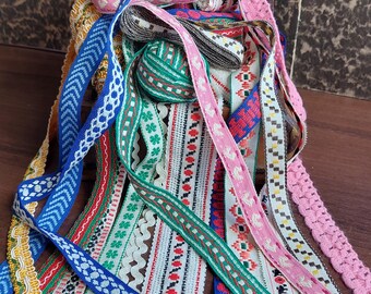 Vintage Woven Ribbon Trim by the Yard | Folk Jacquard Patterns | Sewing, Scrapbooking & Junk Journal Supplies
