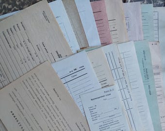 15 Vintage Office Forms | Original Archive Documents | Junk Journal Ephemera | Soviet 1960s–1990s