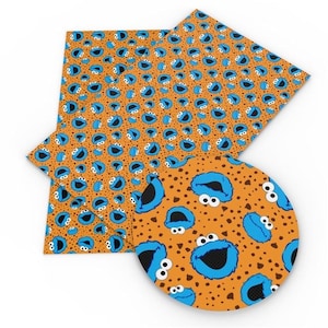 Cookie Monster Cartoon 100% Cotton Fabric Print  Fabric