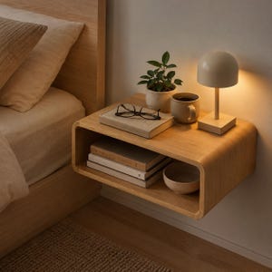 Drawer wall shelf, wooden floating night stand, enterway retro floating console