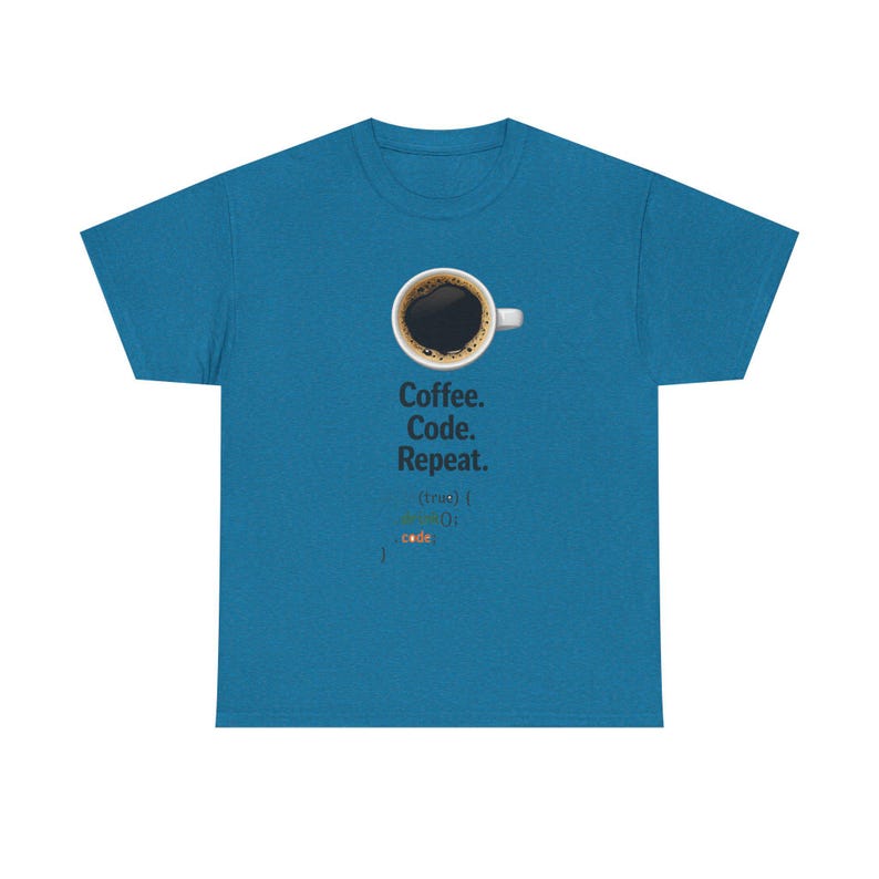コーヒーコードリピートTシャツ | プログラマーコーディングループシャツ 画像 10