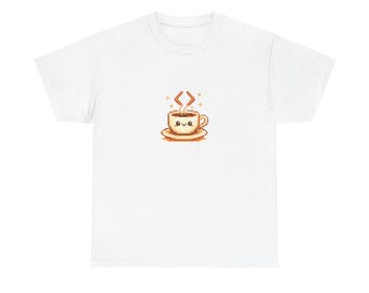 ピクセルコーヒーコードカップTシャツ | レトロコーディングプログラマーTシャツ