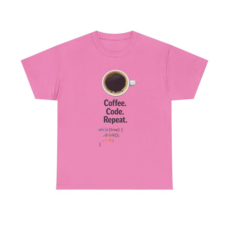 コーヒーコードリピートTシャツ | プログラマーコーディングループシャツ 画像 12