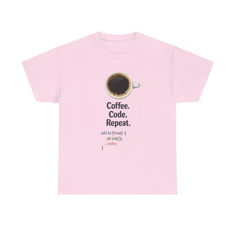 コーヒーコードリピートTシャツ | プログラマーコーディングループシャツ 画像 11