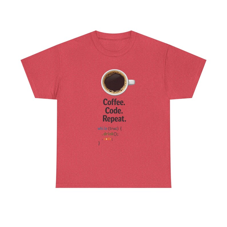 コーヒーコードリピートTシャツ | プログラマーコーディングループシャツ 画像 13