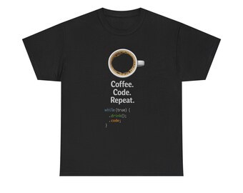 coffee code repeat Tee | Programmer Coding Loop Shirt