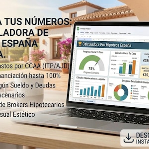 Calculadora de hipotecas en España / Costes de compra de vivienda, asequibilidad (Excel/Hojas de cálculo)