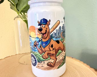 16oz Scooby Doo x Mariners Themed White Stainless Steel Tumbler