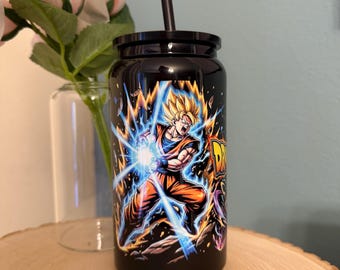 16oz Stainless Steel Dragonball Z Themed Black Tumbler