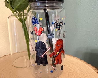 16oz Star Wars/Mandalorian Themed Acrylic Cup with Straw