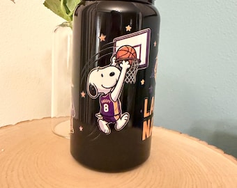 Snoopy x Lakers 16oz Glossy Black Stainless Steel Tumbler