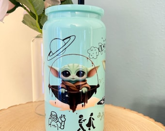 16oz Stainless Steel Mandalorian/Grogu Themed Tumbler