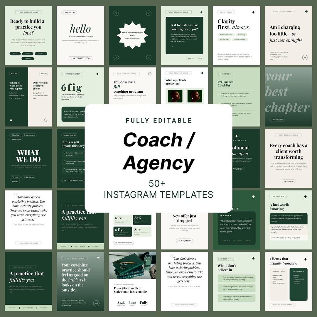Coaching Instagram Templates Canva | Business Coach Social Media Bundle ...