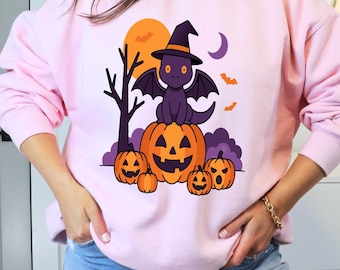 Calabazas de dragón de Halloween PNG, Lindo sombrero de bruja de dragón SVG, Sublimación de noche de Halloween, Archivo de descarga digital de Halloween