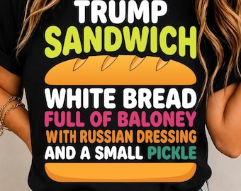 Kanapka Trumpa SVG, zabawny antytrumpowy PNG do pobrania, sarkastyczna polityka, demokratyczna grafika liberalna, biały chleb pełen bzdur
