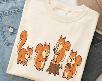 Niedliche Eichhörnchen (PNG), Herbstliche Waldtiere (SVG), Herbstliche Sublimation, Niedliche Eichhörnchen (Digitaler Download), Waldmotiv-Datei
