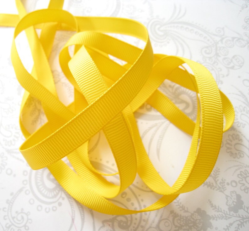 SALE Lemon Yellow Grosgrain Ribbon 3/8 5 yards 9.5mm Etsy