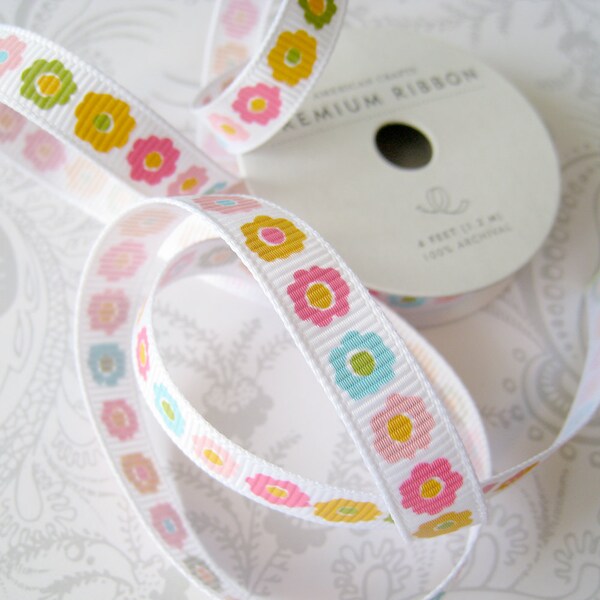 White Flower Grosgrain Ribbon 3/8 -- American Crafts -- 4 Feet -- Everyday 2012