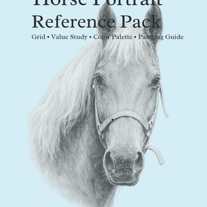 Guide till målning av realistiska hästar, rutnätsritning, värdestudie, färgpalett (digital nedladdning)