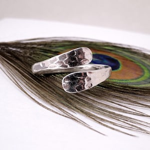 Hammered Sterling Silver Ton Ring: Adjustable Boho Band