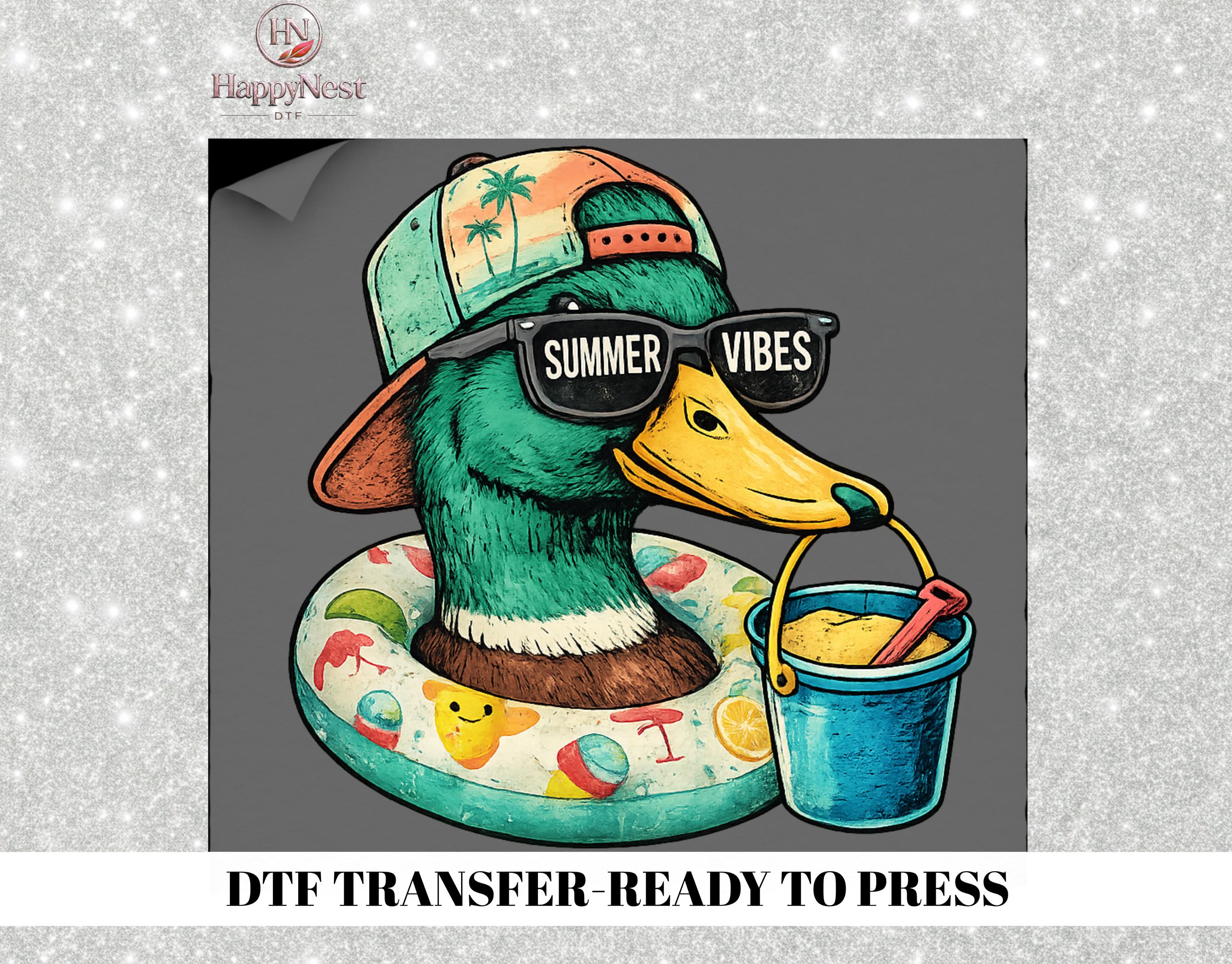 Summer Vibes Duck DTF Transfer, Funny Beach Duck Shirt Transfer ...