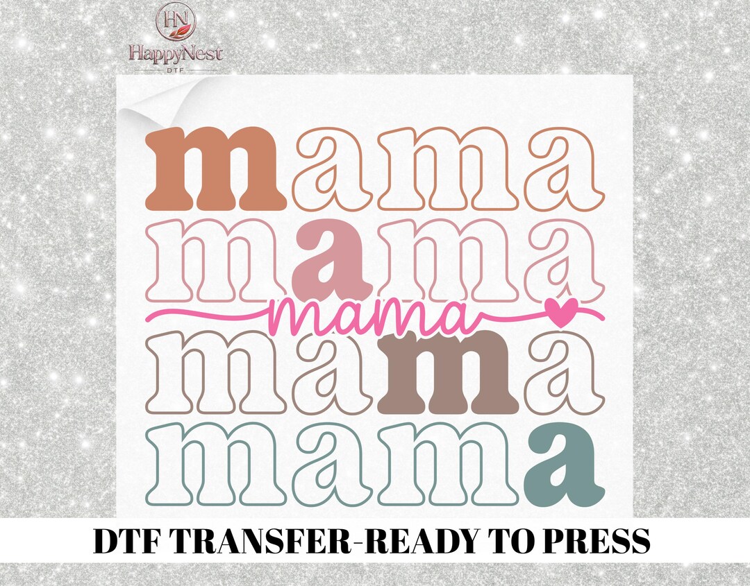 Trendy Mama DTF Transfer for Ready to Press, Retro Mama Typography Iron ...
