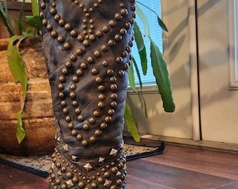 Old Gringo Belinda Boots Knee High Black With Studded Detail Sz 5.5 Worn Twice!!