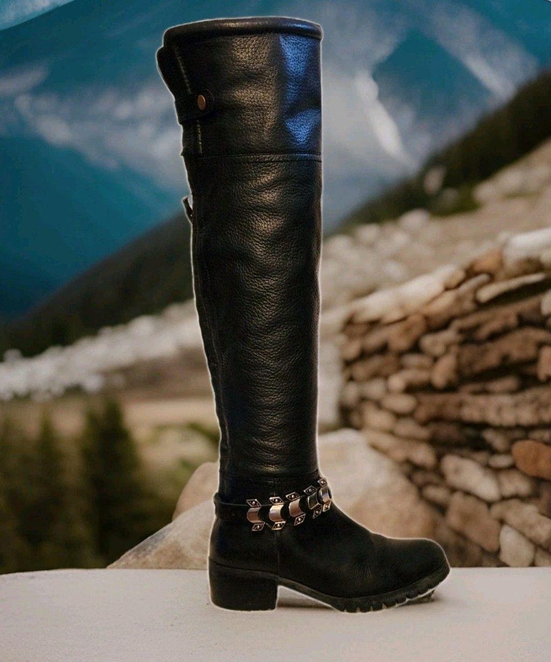 Leather Over the Knee Cuffable to Knee High Boots Size US 6.5-7 EU 37 ...