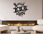 Personalized BBQ Grill Metal Sign, Custom Outdoor Kitchen Decor, Dad Grilling Gift, Barbecue Wall Art