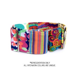 Multicolor Patchwork Martingale Dog Collar or Quick Release Dog Collar - One of a Kind, 1 inch, 1.5 inch or 2 inch Collar, Colorful Fabrics