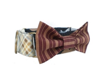 Dog Collar Bow Tie - Removable Hook-&-Loop Attachment Fabric Pet Bow Accessory for Wedding or Every Day