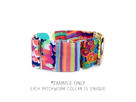 Multicolor Patchwork Martingale Dog Collar or Quick Release Dog Collar - One of a Kind, Made to Order
