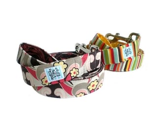Matching Dog Leash - Cotton or Satin Fabric Wrapped Strong 1-inch Webbing, Custom 4-foot, 5-foot or 6-foot Long Pet Lead with Metal Snap