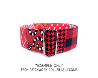 Red Patchwork Martingale OR Buckle Dog Collar - One of a Kind, Made to Order