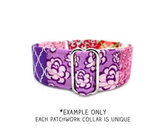 Pink & Purple Patchwork Martingale OR Buckle Dog Collar: One of a Kind, Made to Order