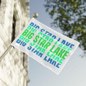 Vlag van Big Star Lake | Nautische decoratie voor een huis aan het meer, retro tekstontwerp