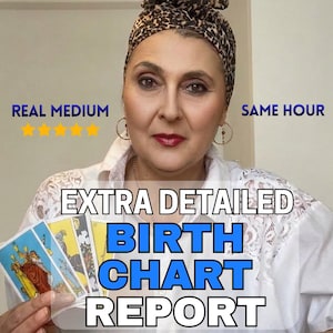 Extra gedetailleerde geboortehoroscoop, geboortehoroscooprapport op hetzelfde uur, volledige astrologiemeting, levensdoel, gepersonaliseerde horoscoopanalyse
